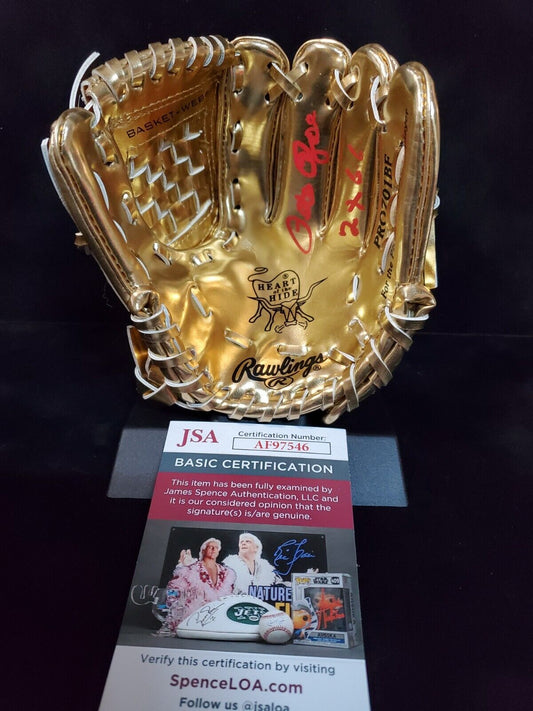 Cincinnati Reds Pete Rose Signed Inscribed 2Xgg Mini Gold Glove Jsa Coa
