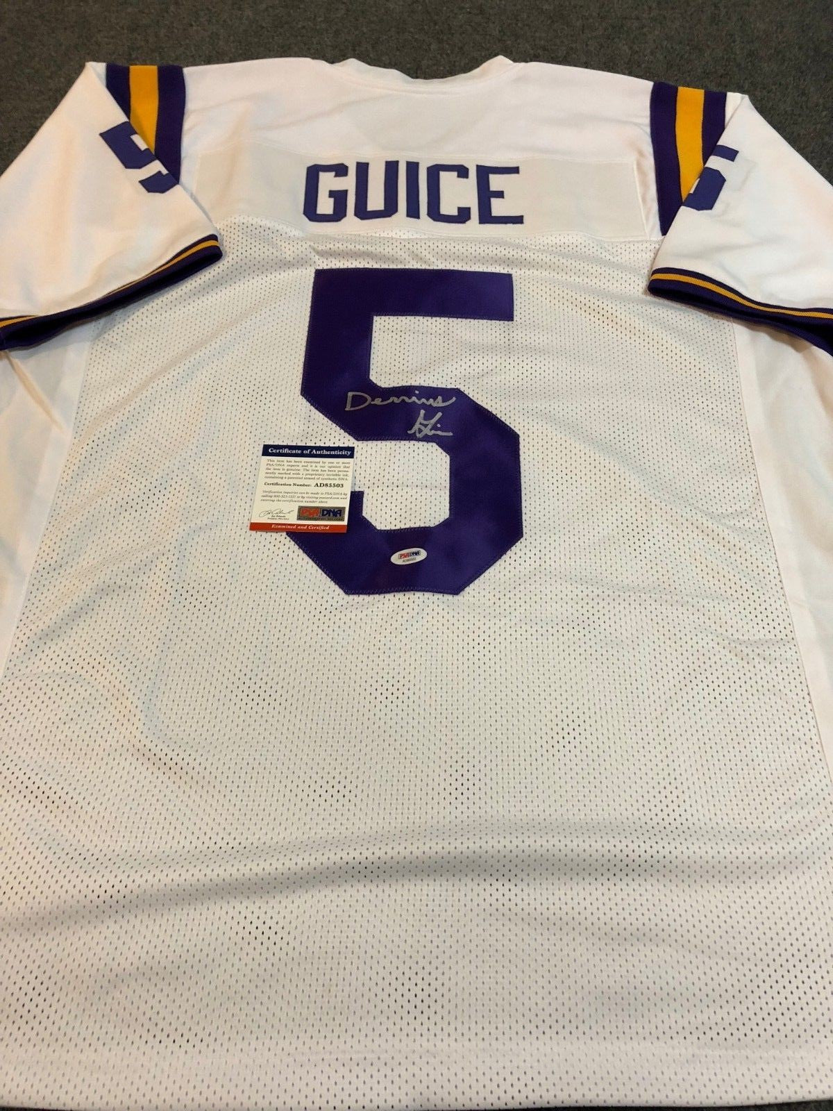 Lsu Tigers Derrius Guice Autographed Signed Jersey Psa  Coa