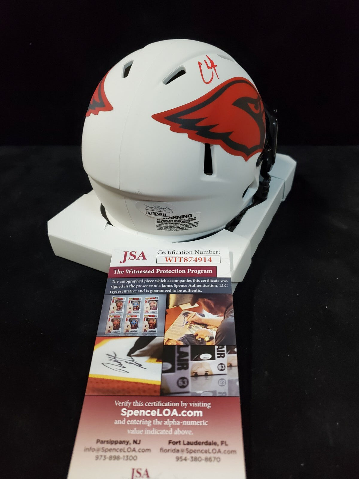 Arizona Cardinals Chase Edmonds Autographed Lunar Mini Helmet Jsa Coa