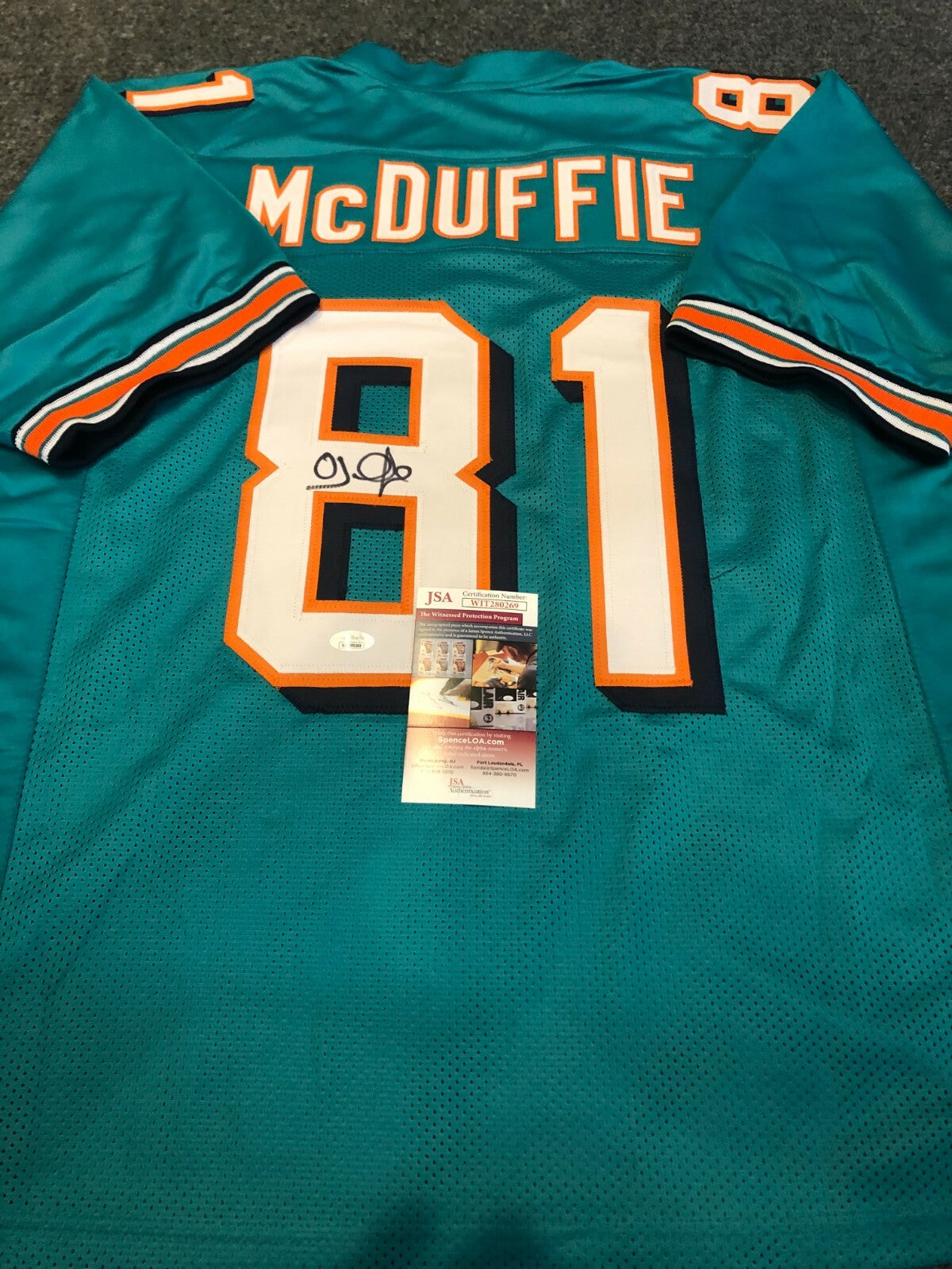 Miami Dolphins Oj Mcduffie Autographed Signed Jersey Jsa  Coa