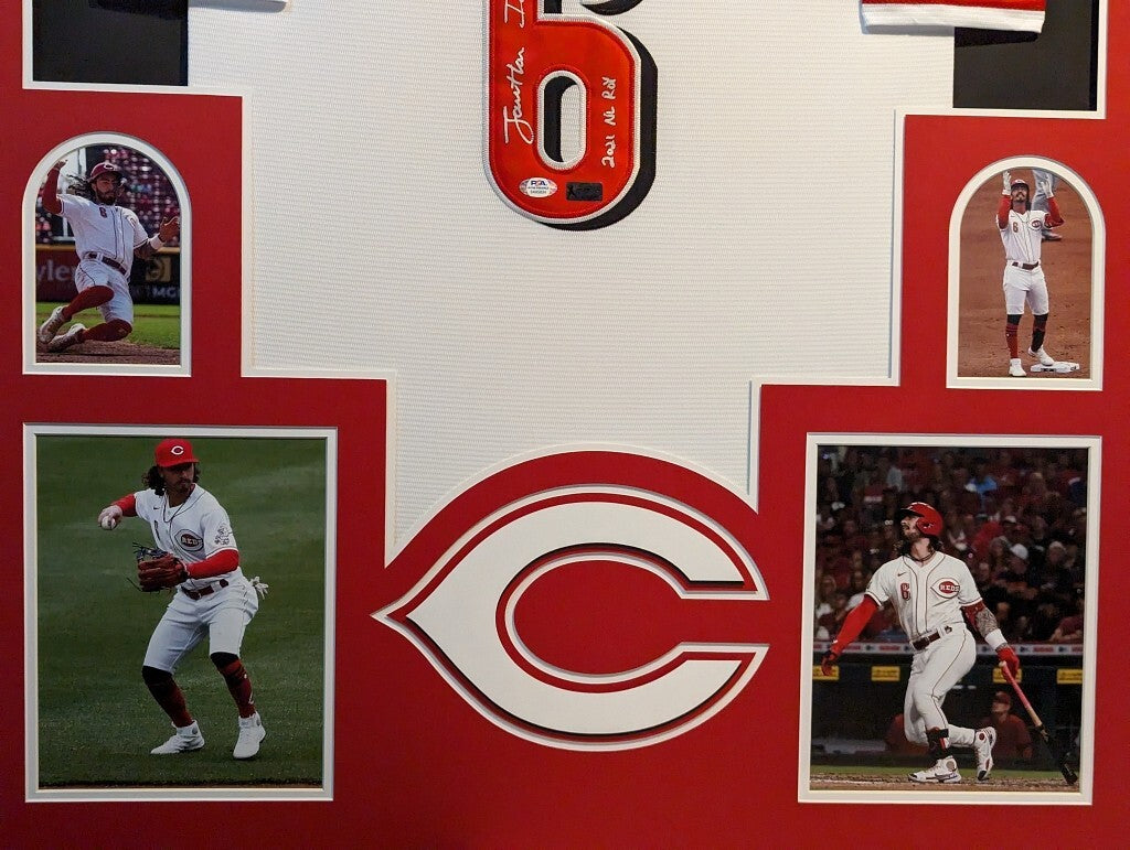 Framed Cincinnati Reds Jonathan India Autographed Signed Jersey Psa Coa