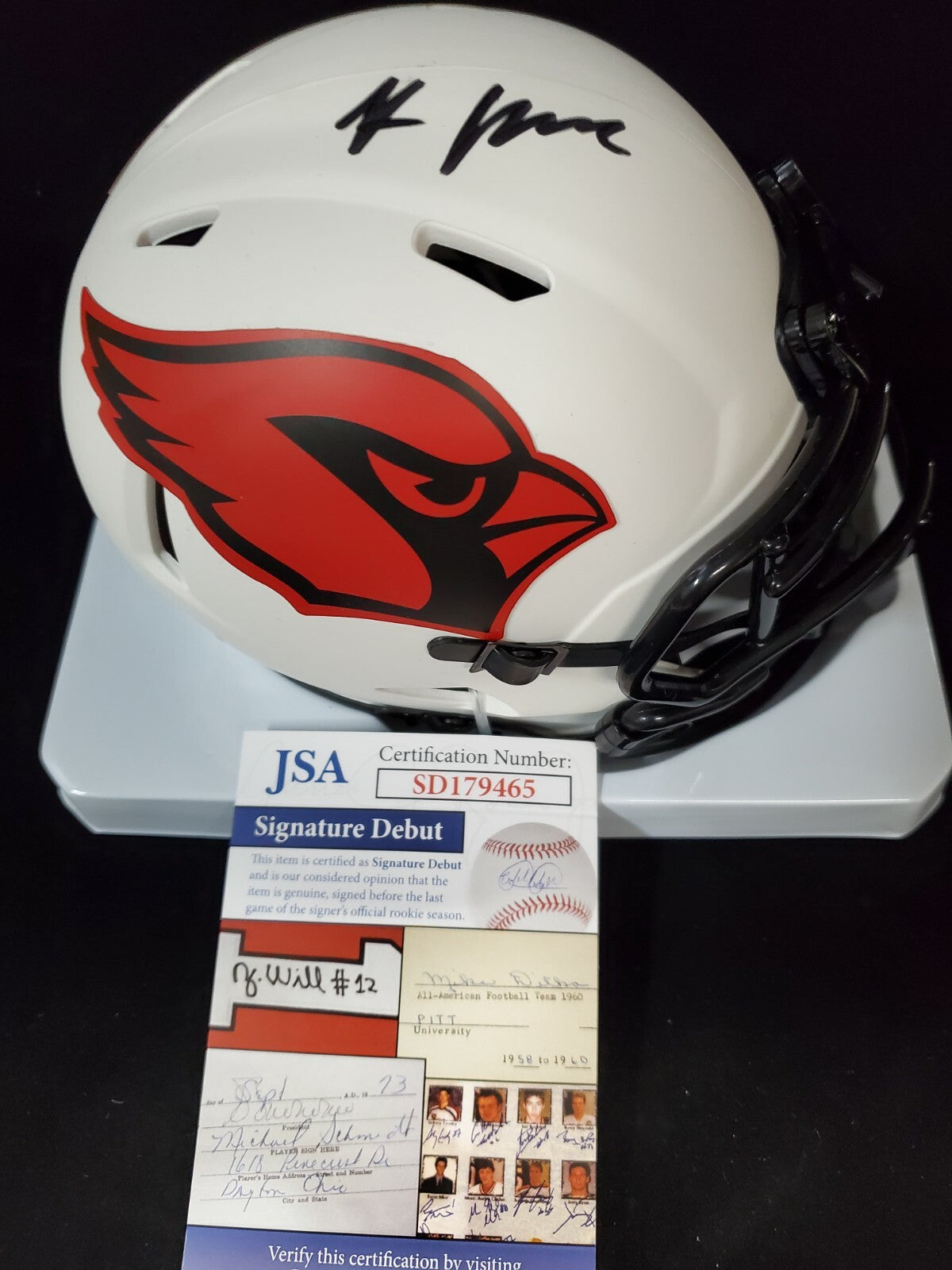 Arizona Cardinals Rondale Moore Autographed Lunar Mini Helmet Jsa Coa