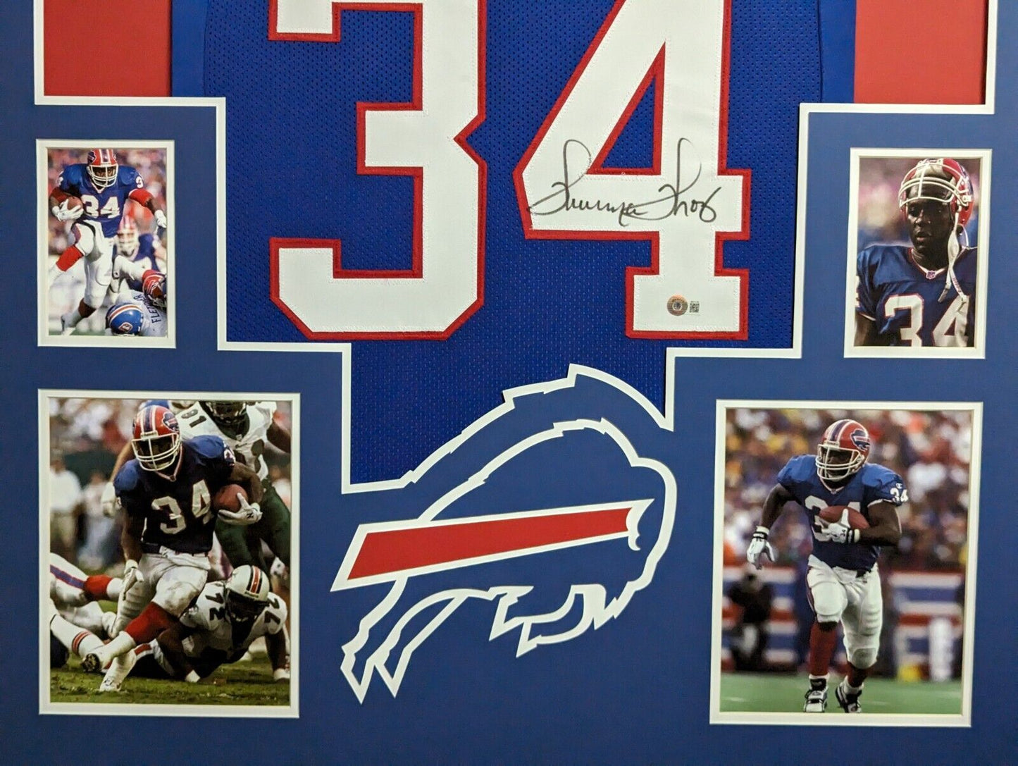 MVP Authentics Framed Buffalo Bills Thurman Thomas Autographed Signed Jersey Beckett Holo 427.50 sports jersey framing , jersey framing