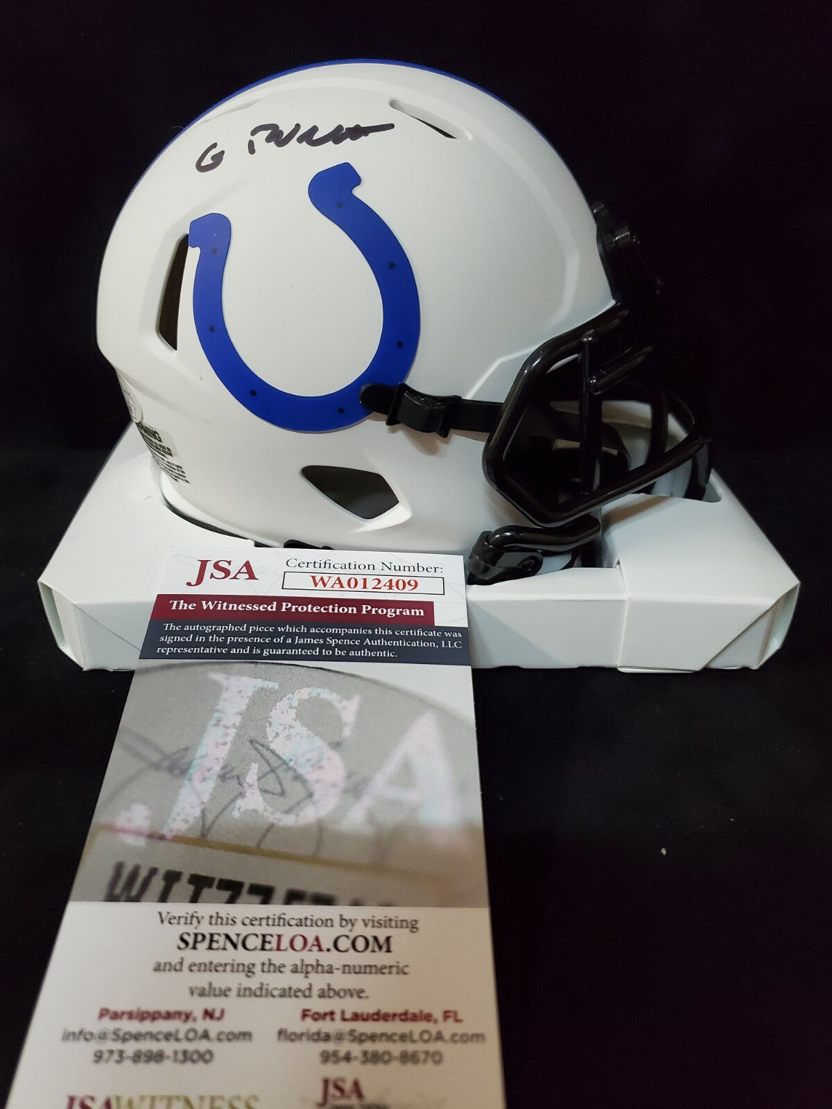 Indianapolis Colts Gary Brackett Autographed Signed Lunar Mini Helmet Jsa Coa