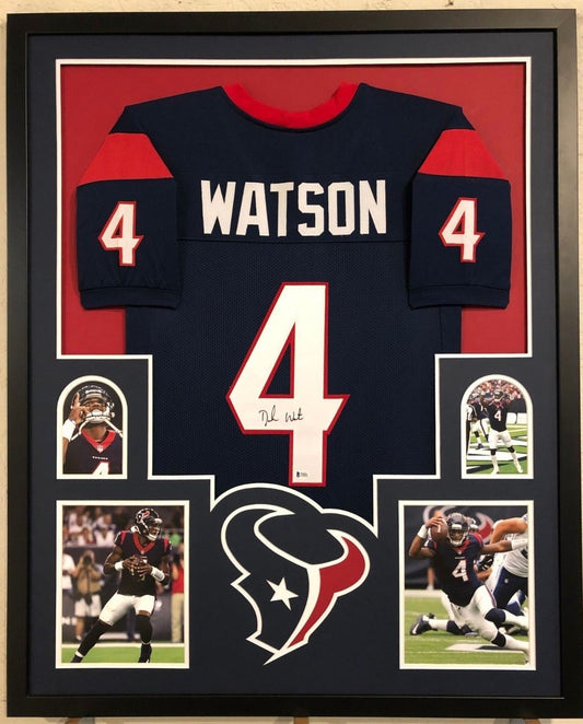 Framed Houston Texans Deshaun Watson Autographed Signed Jersey Beckett Coa