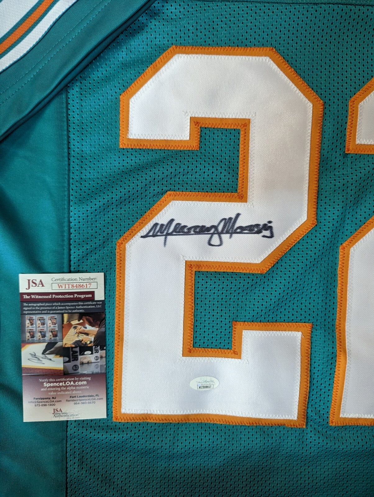 Miami Dolphins Mercury Morris Autographed Signed Jersey Jsa Coa