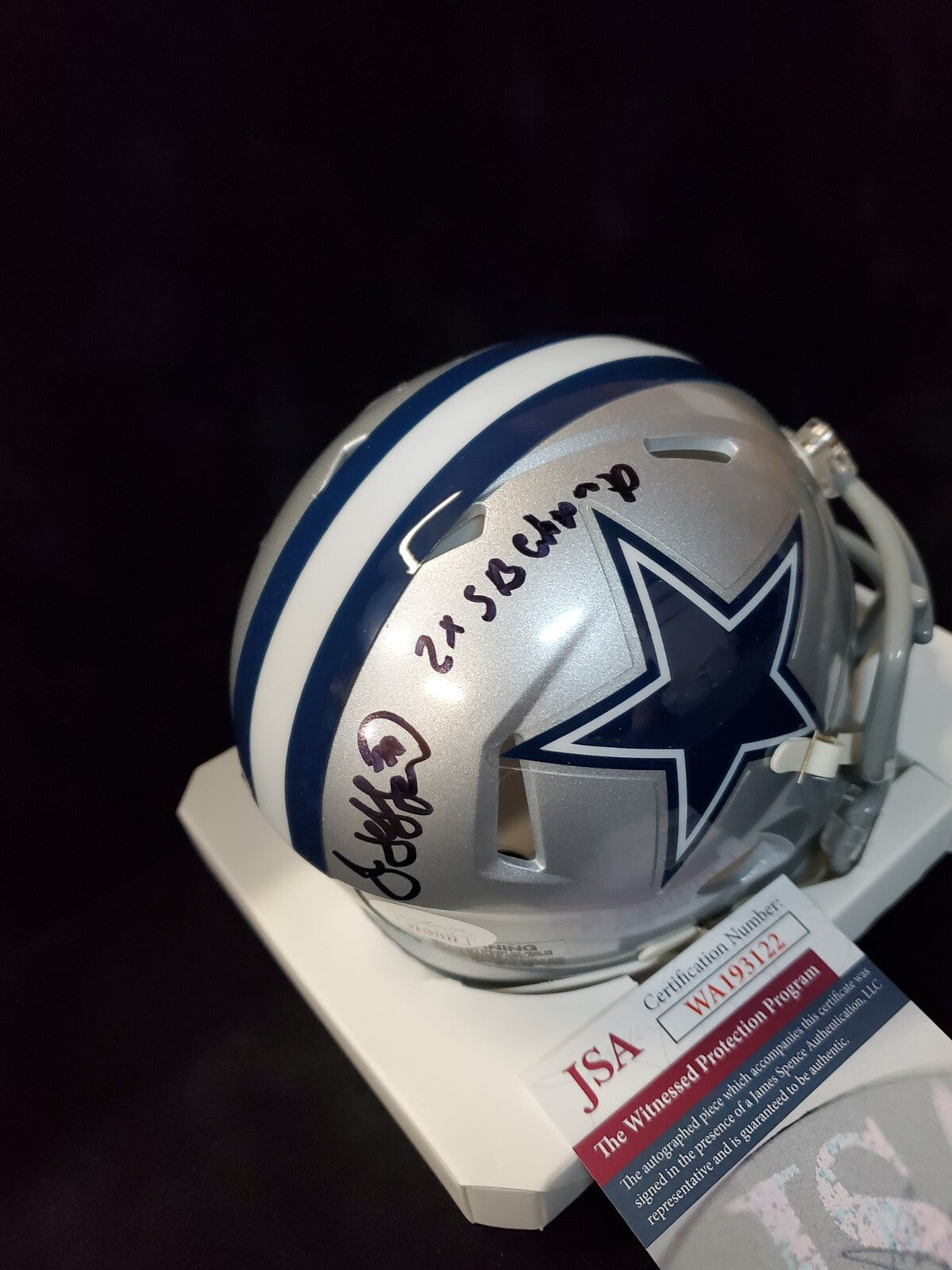 Dallas Cowboys Jim Jeffcoat Signed Inscribed Speed Mini Helmet Jsa Coa
