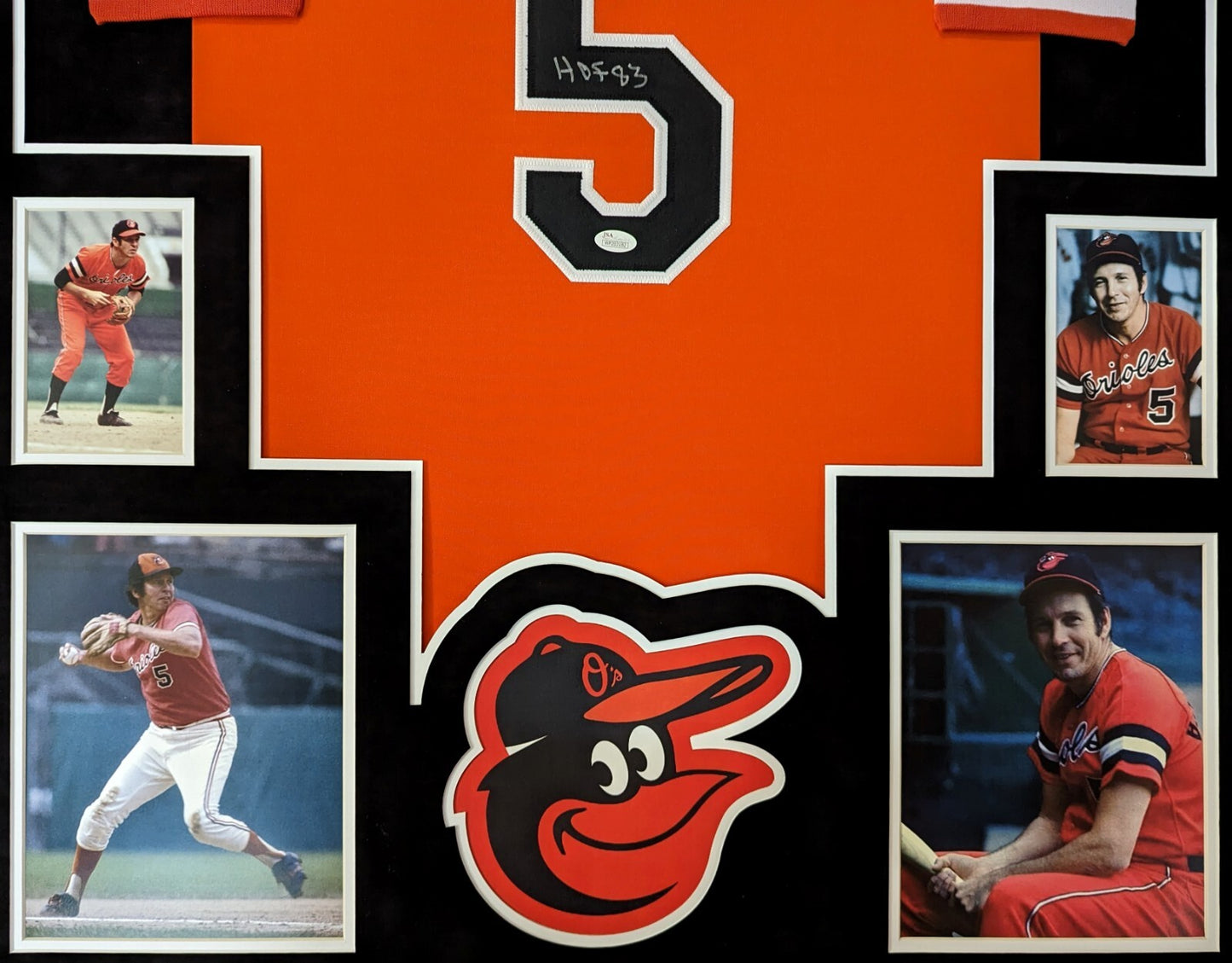 Framed Suede Baltimore Orioles Brooks Robinson Signed Inscribed Jersey Jsa Coa