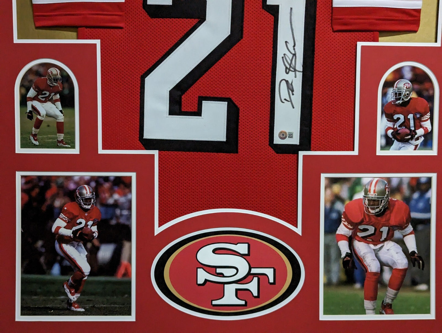 Framed San Francisco 49Ers Deion Sanders Autographed Signed Jersey Beckett Holo
