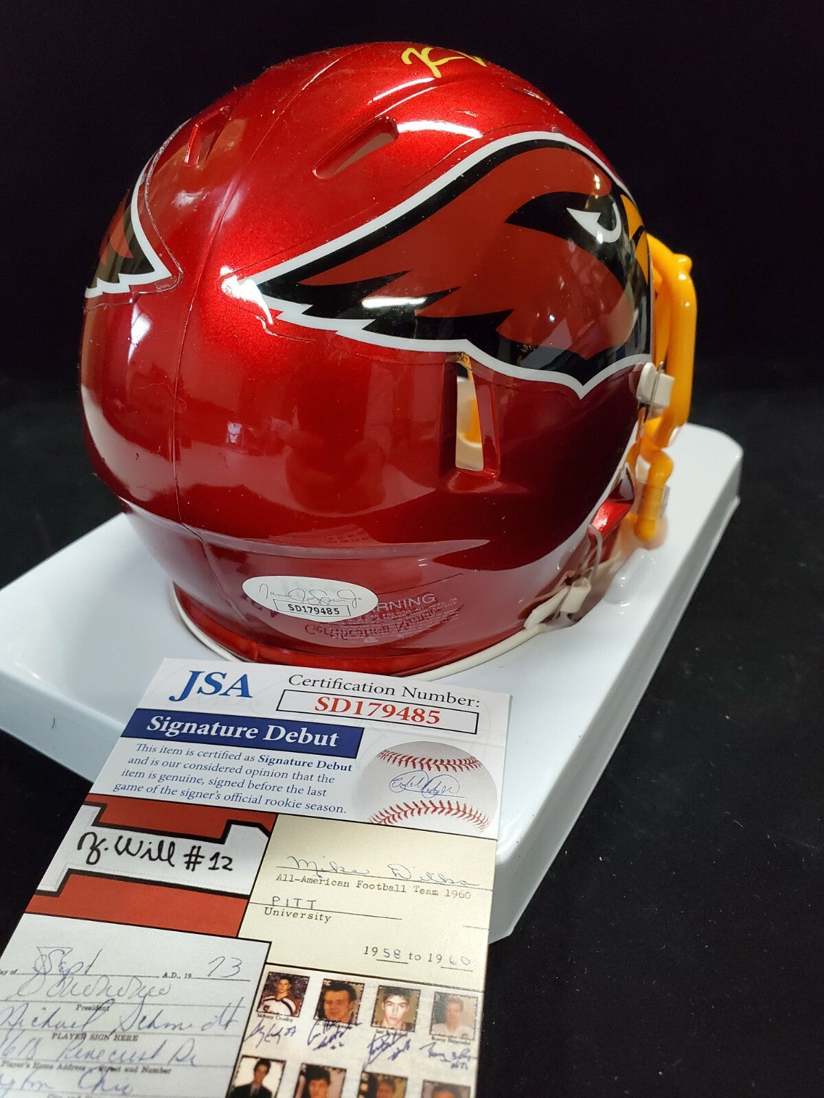Arizona Cardinals Rondale Moore Autographed Flash Mini Helmet Jsa Coa