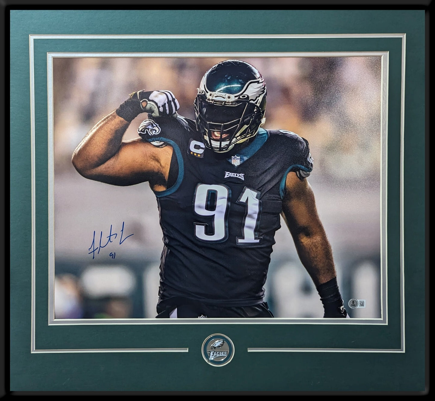 Philadelphia Eagles Fletcher Cox Framed Signed 16X20 Photo Beckett Hologram