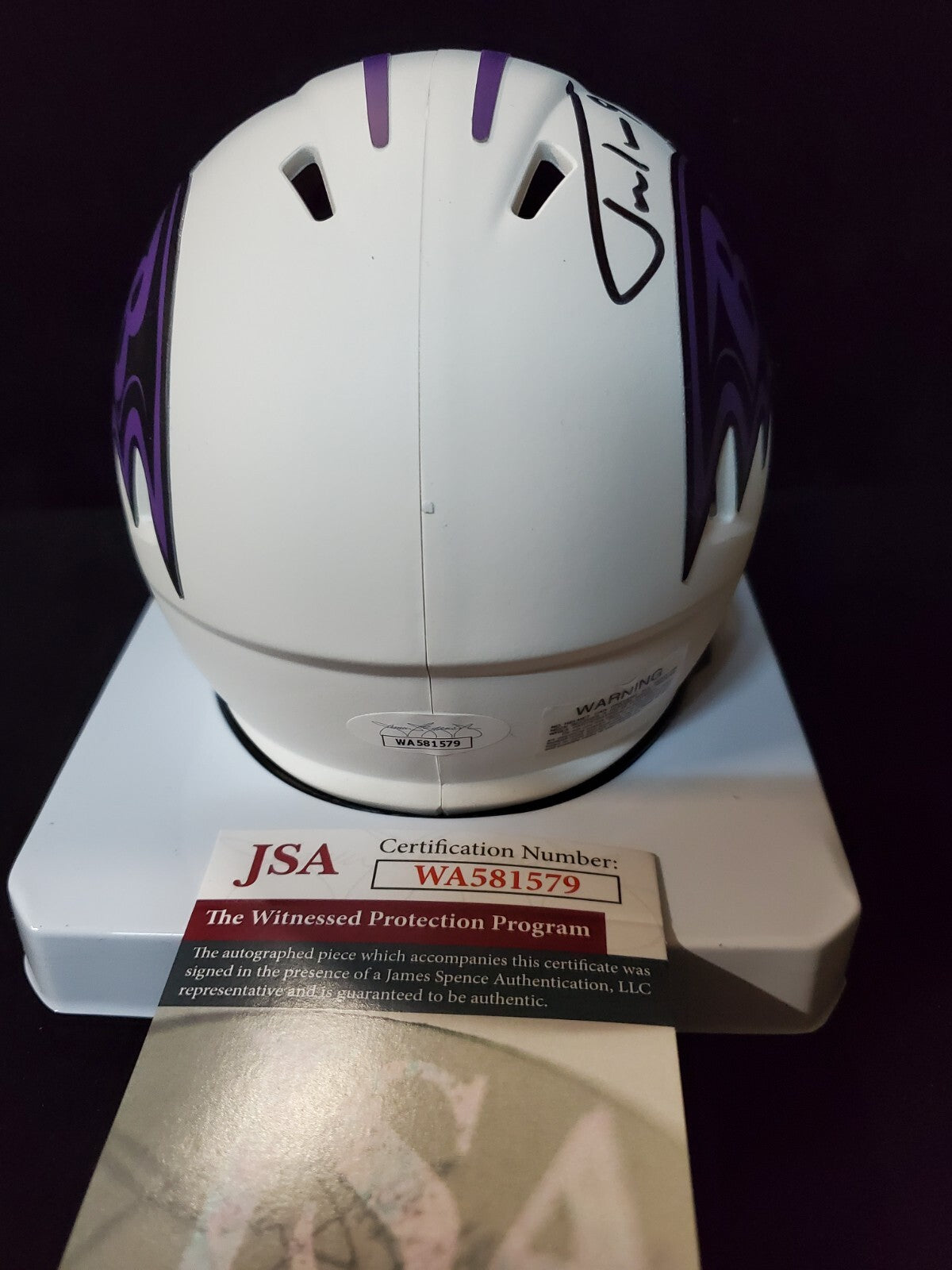 Baltimore Ravens Justin Tucker Signed Lunar Mini Helmet Jsa Coa