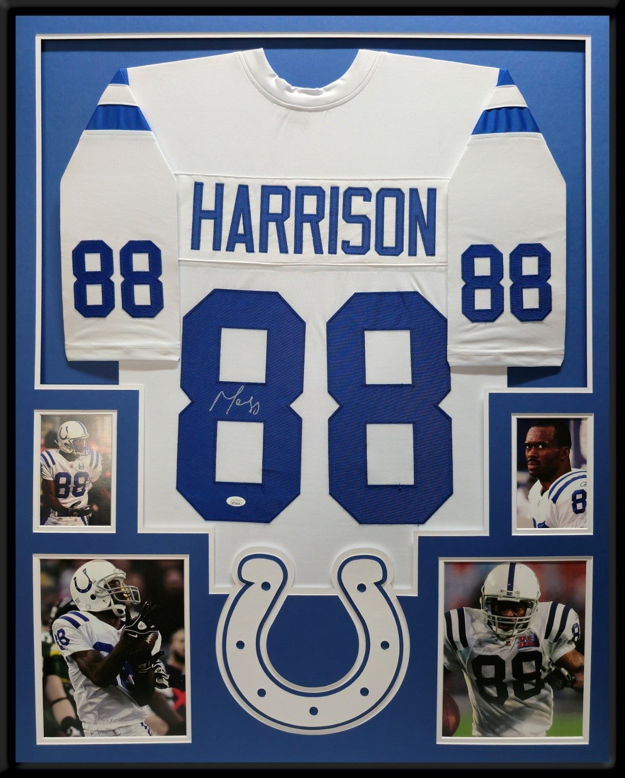 Framed Indianapolis Colts Marvin Harrison Signed Jersey Jsa Coa