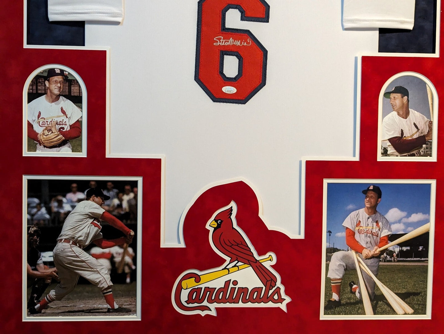 Framed In Suede St Louis Cardinals Stan Musial Autographed Jersey Jsa Coa
