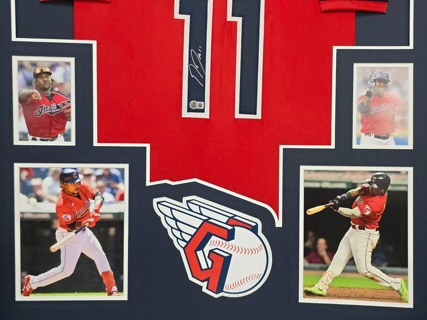 Framed Cleveland Guardians Jose Ramirez Autographed Signed Jersey Beckett Holo