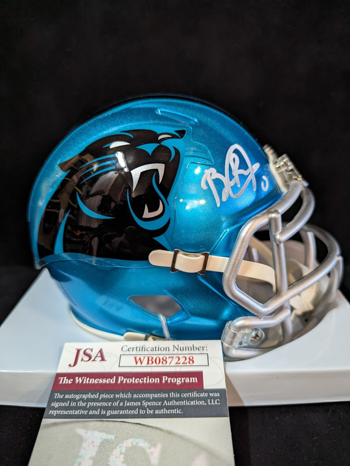 Carolina Panthers Brian Burns Signed  Flash Mini Helmet Jsa Coa