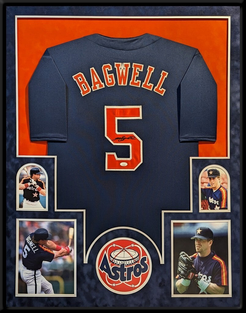 Suede Framed Houston Astros Jeff Bagwell Autographed Signed Jersey Jsa Coa