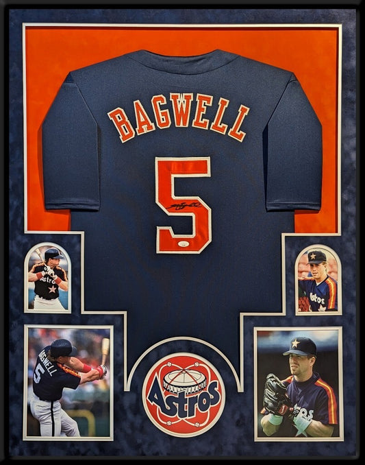 Suede Framed Houston Astros Jeff Bagwell Autographed Signed Jersey Jsa Coa