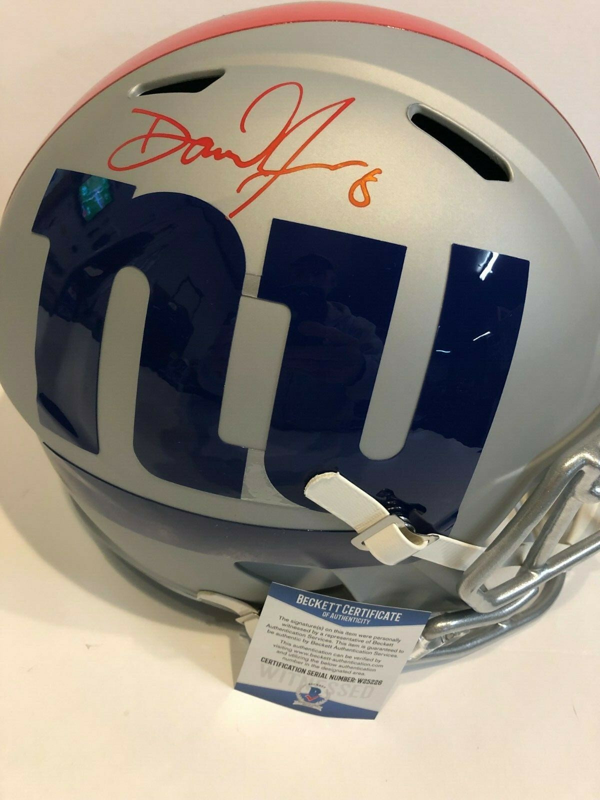 Daniel Jones Signed Ny Giants Full Size Speed Amp Replica Helmet Beckett Coa