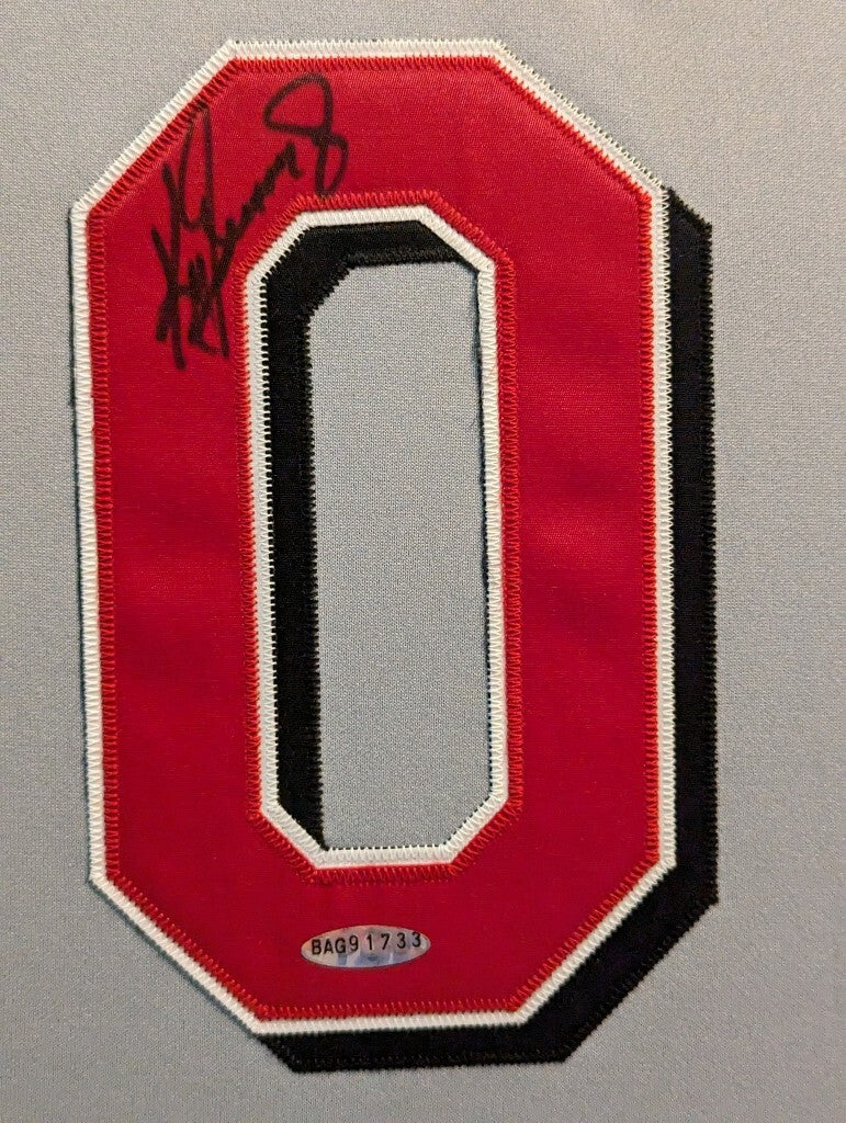 Suede Framed Cincinnati Reds Ken Griffey Jr Autographed Jersey Upper Deck Coa