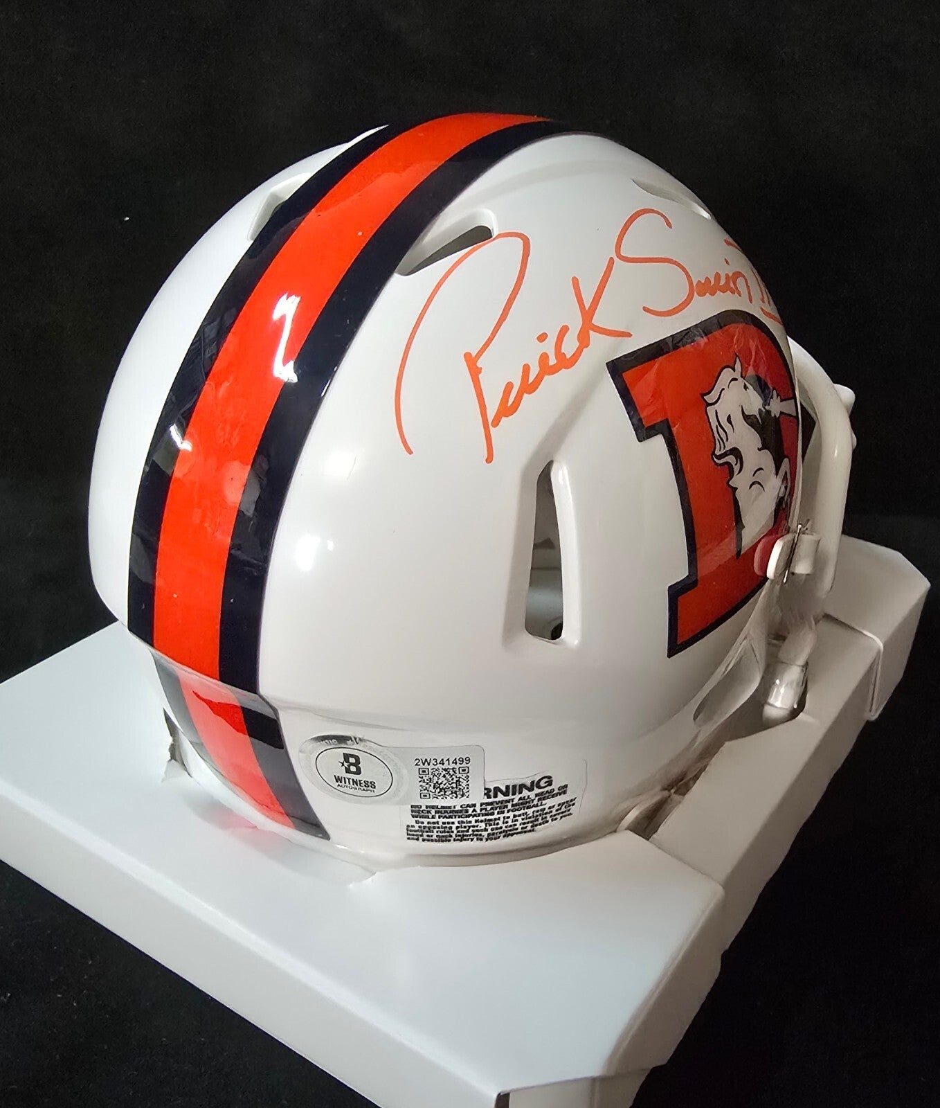Denver Broncos Patrick Surtain Ii Signed White Throwback Mini Helmet Jsa Coa