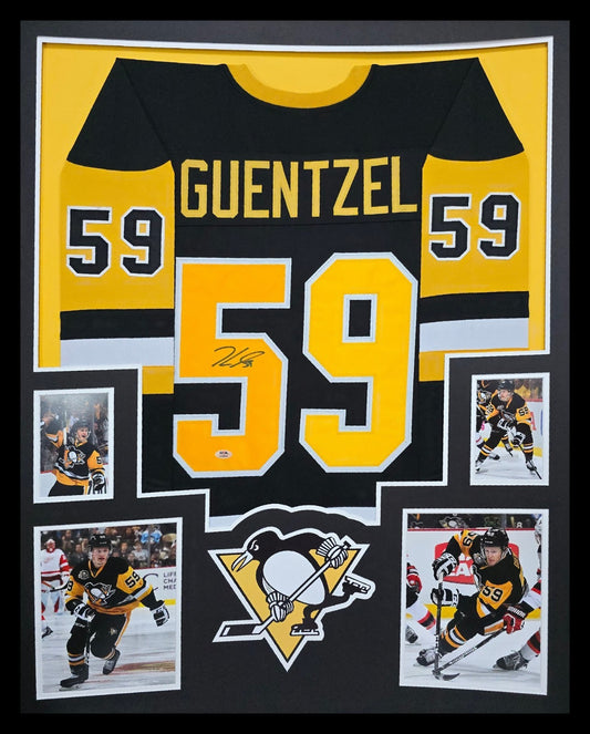 Framed Pittsburgh Penguins Jake Guentzel Autographed Signed Jersey Psa Coa