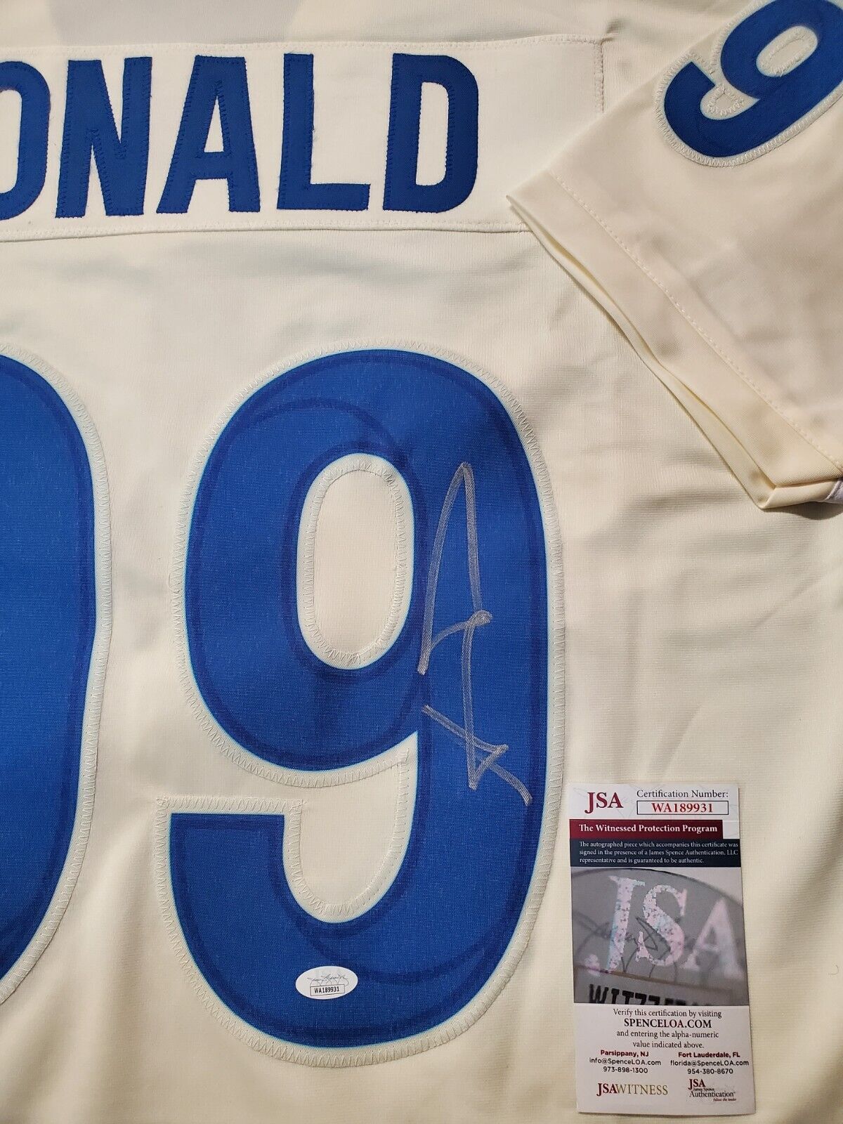 MVP Authentics Los Angeles Rams Aaron Donald Autographed Signed Jersey Jsa Coa 269.10 sports jersey framing , jersey framing