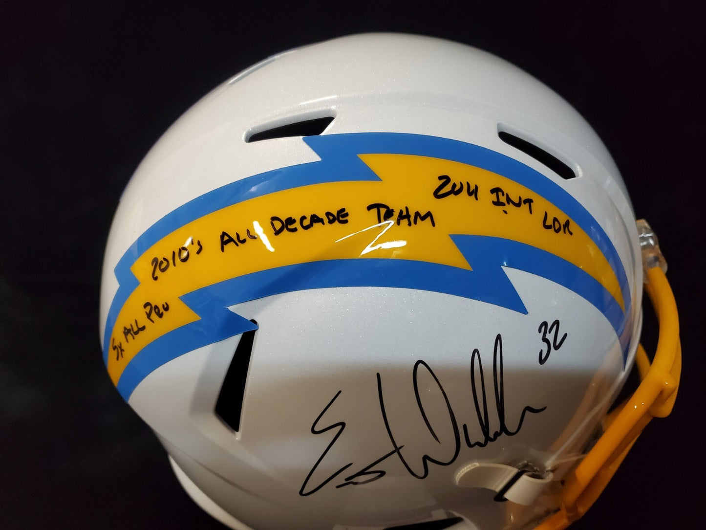 San Diego Chargers Eric Weddle Signed 3X Insc Full Size Speed Rep Helmet Jsa Coa