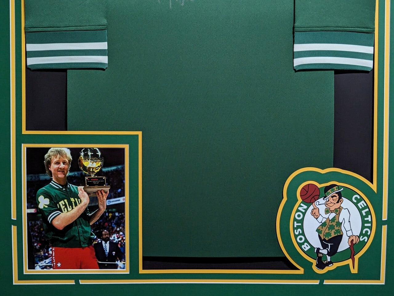 Framed Boston Celtics Larry Bird Autographed Warm Up Jacket Larry Bird Holo