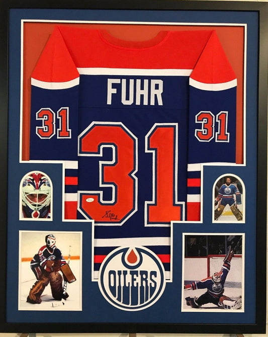 MVP Authentics Framed Grant Fuhr Autographed Signed Edmonton Oilers Jersey Jsa Coa 450 sports jersey framing , jersey framing