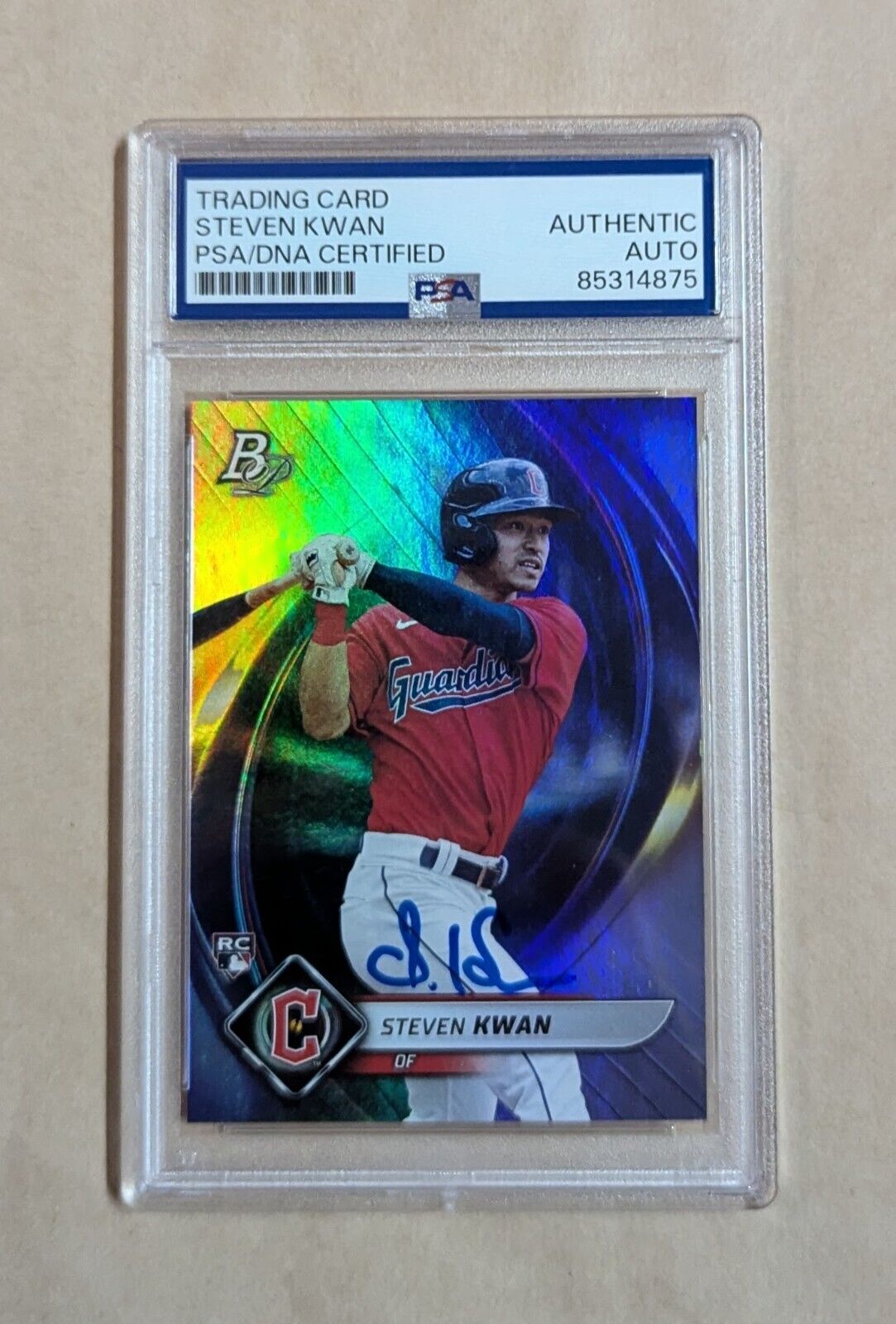 Steven Kwan Bowman Platinum Rookie 2022 #66 Hand Signed Psa Slabbed