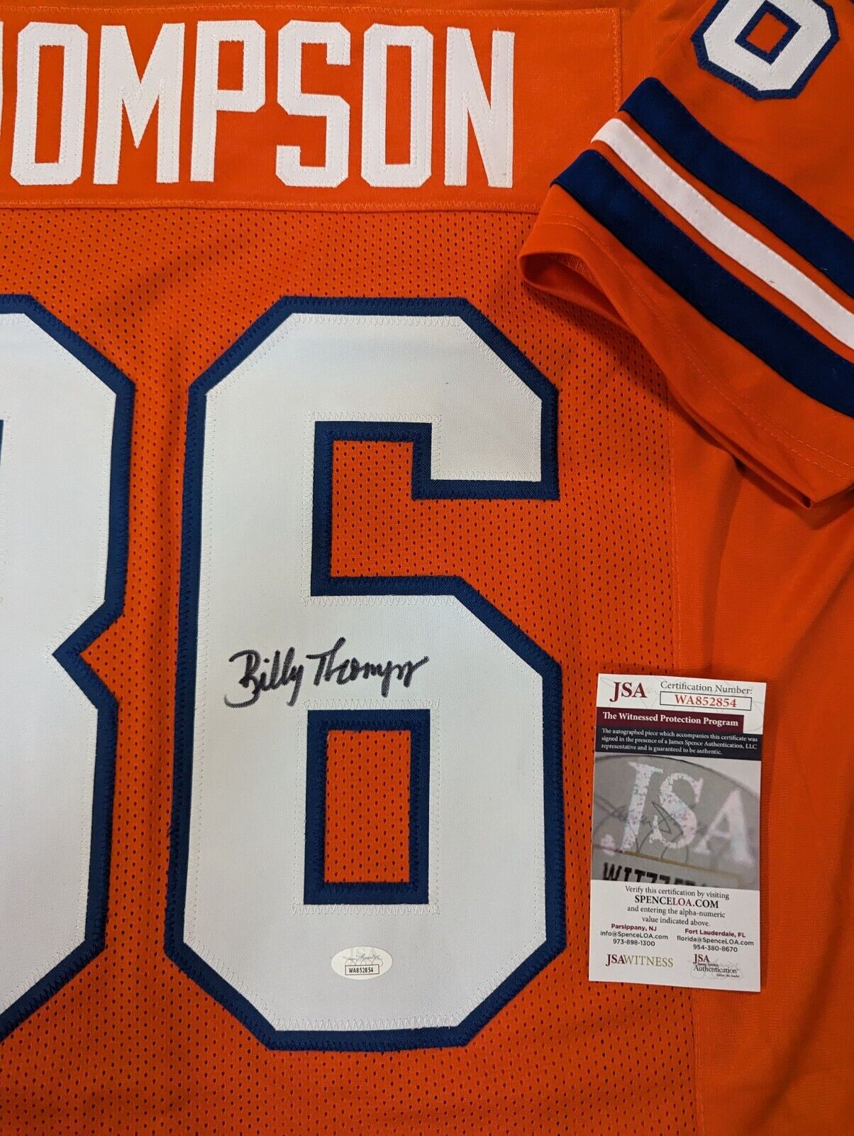 MVP Authentics Denver Broncos Billy Thompson Autographed Signed Jersey Jsa Coa 90 sports jersey framing , jersey framing