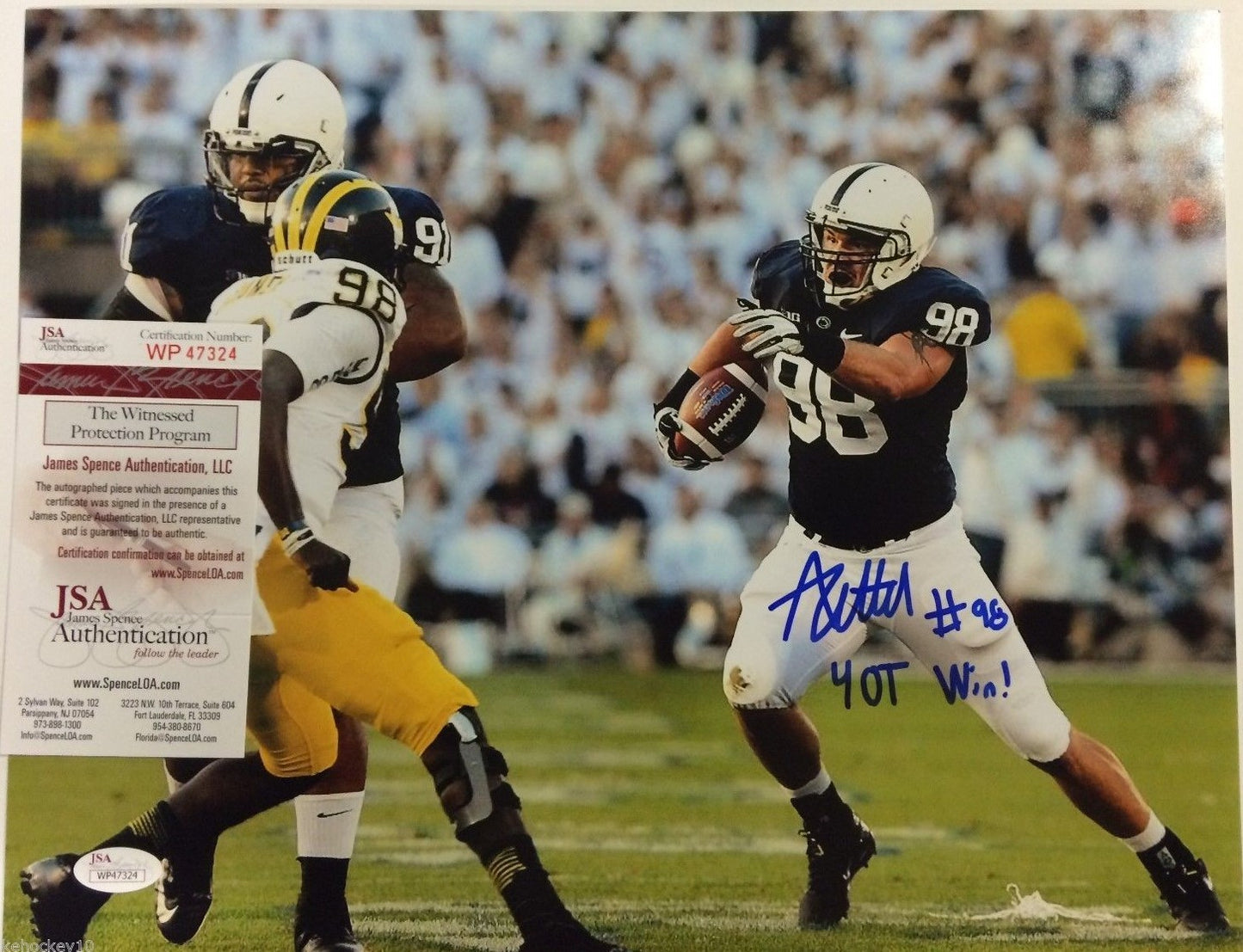 Anthony Zettel Autographed Signed Inscribed Penn State 11X14 Photo Jsa Coa