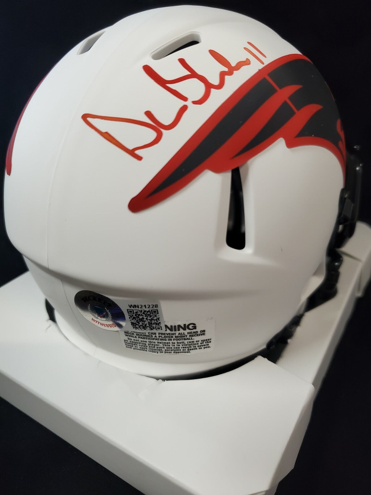 New England Patriots Drew Bledsoe Signed Lunar Eclipse Mini Helmet Beckett Holo