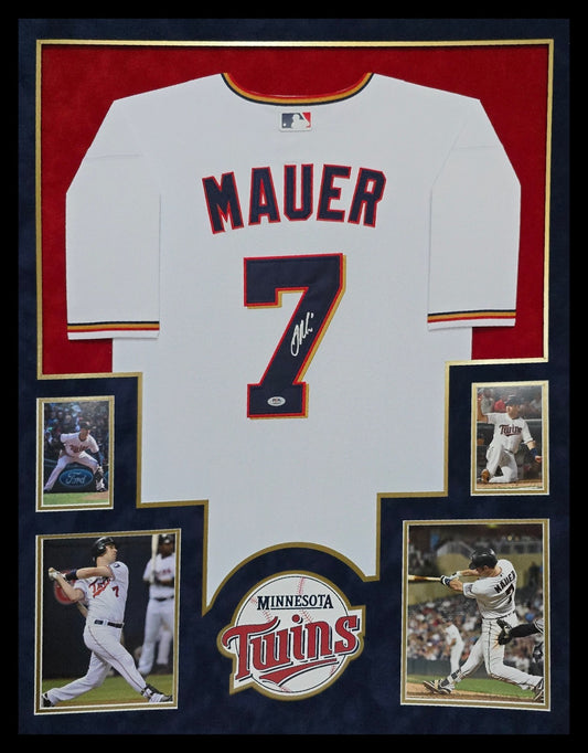 Suede Framed Minnesota Twins Joe Mauer Autographed Signed Jersey Psa Coa