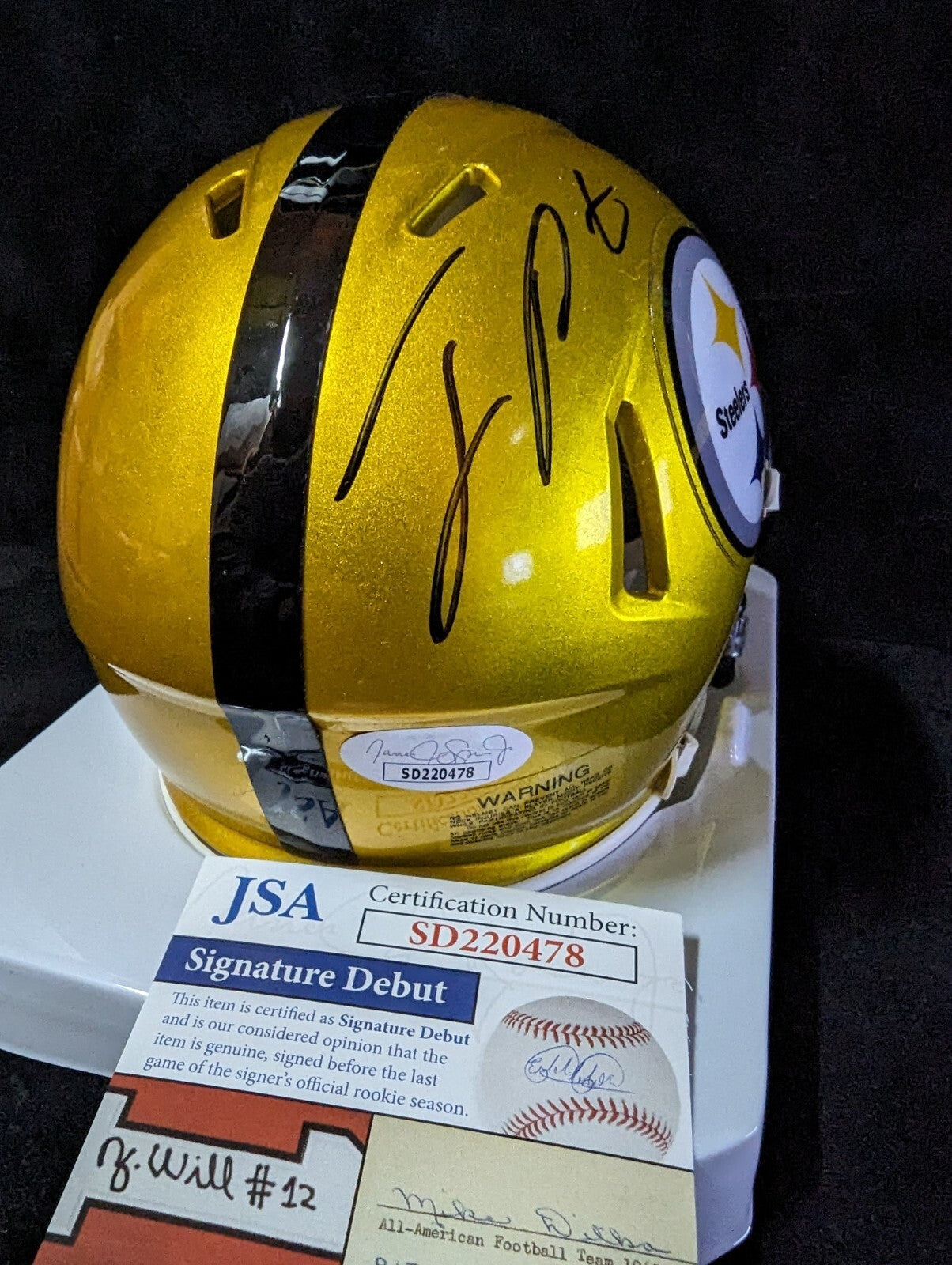 Pittsburgh Steelers Joey Porter Jr Autographed Flash Mini Helmet Jsa Coa