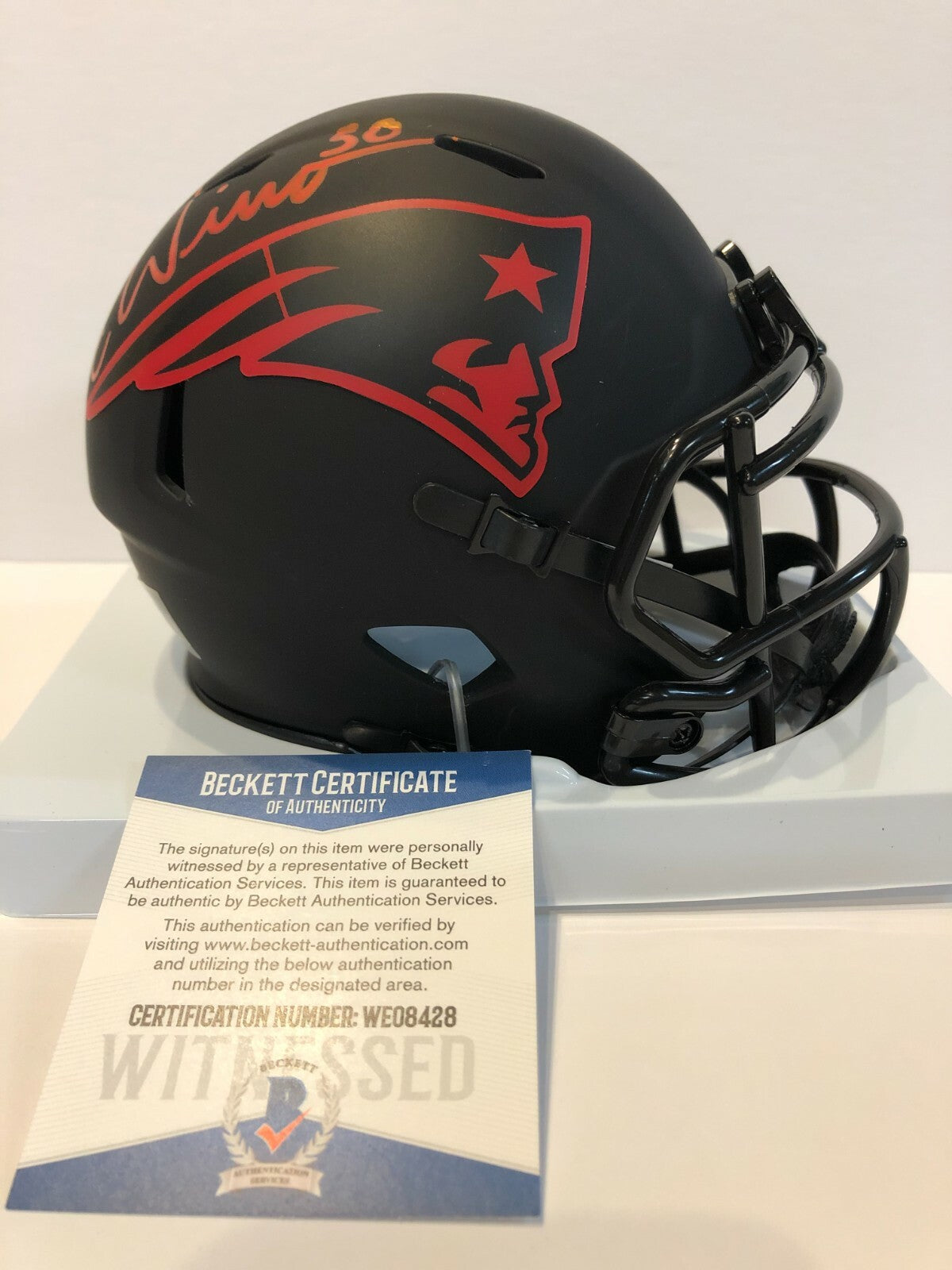 Chase Winovich Signed New England Patriots Eclipse Mini Helmet Beckett Coa