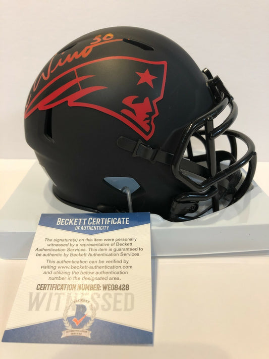 Chase Winovich Signed New England Patriots Eclipse Mini Helmet Beckett Coa