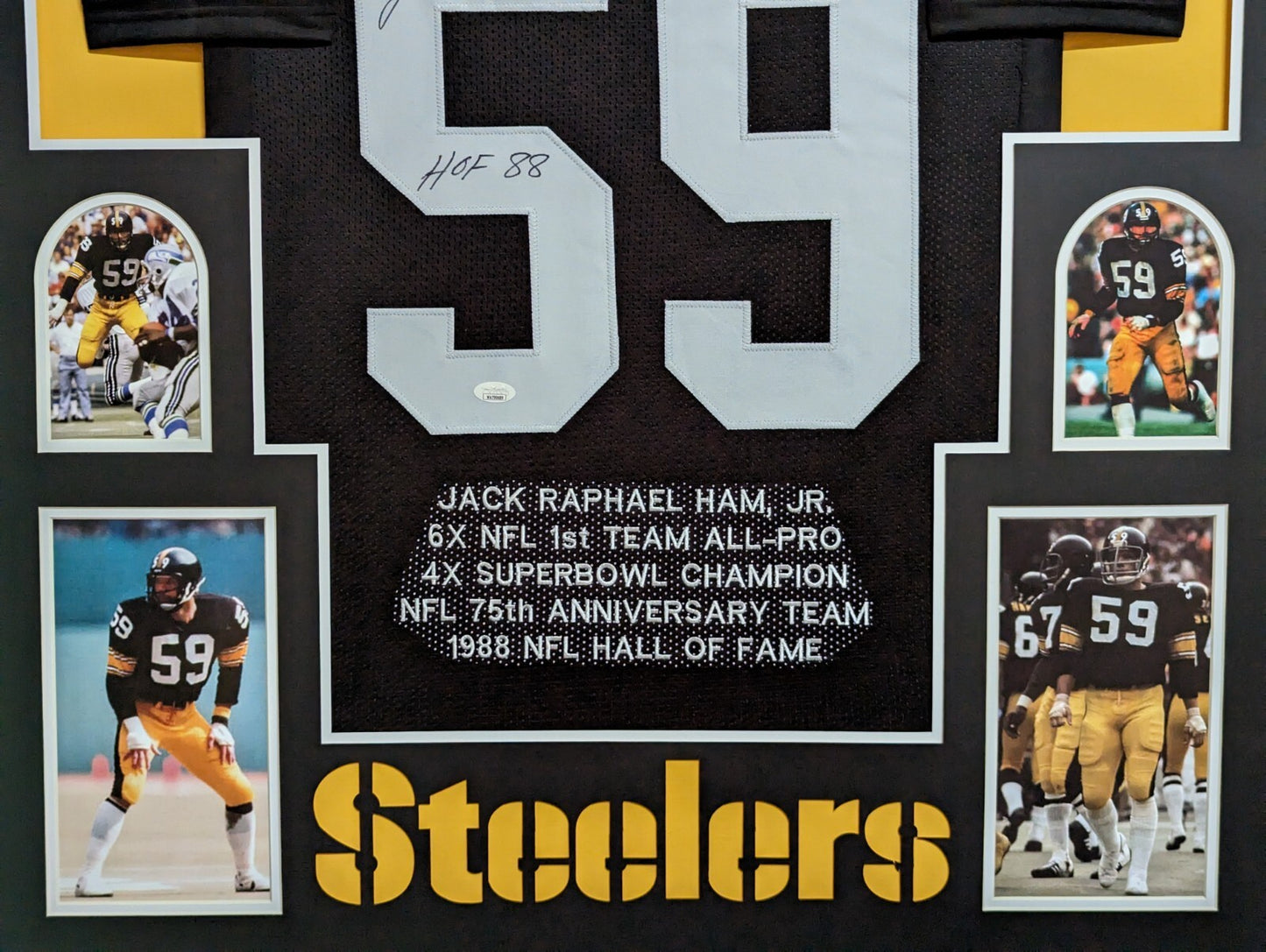 Framed Jack Ham Autographed Signed Insc Pittsburgh Steelers Stat Jersey Jsa Coa