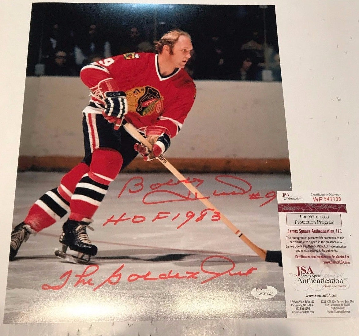 Bobby Hull Autographed Signed Inscribed Chicago Blackhawks 11X14 Photo Jsa Coa
