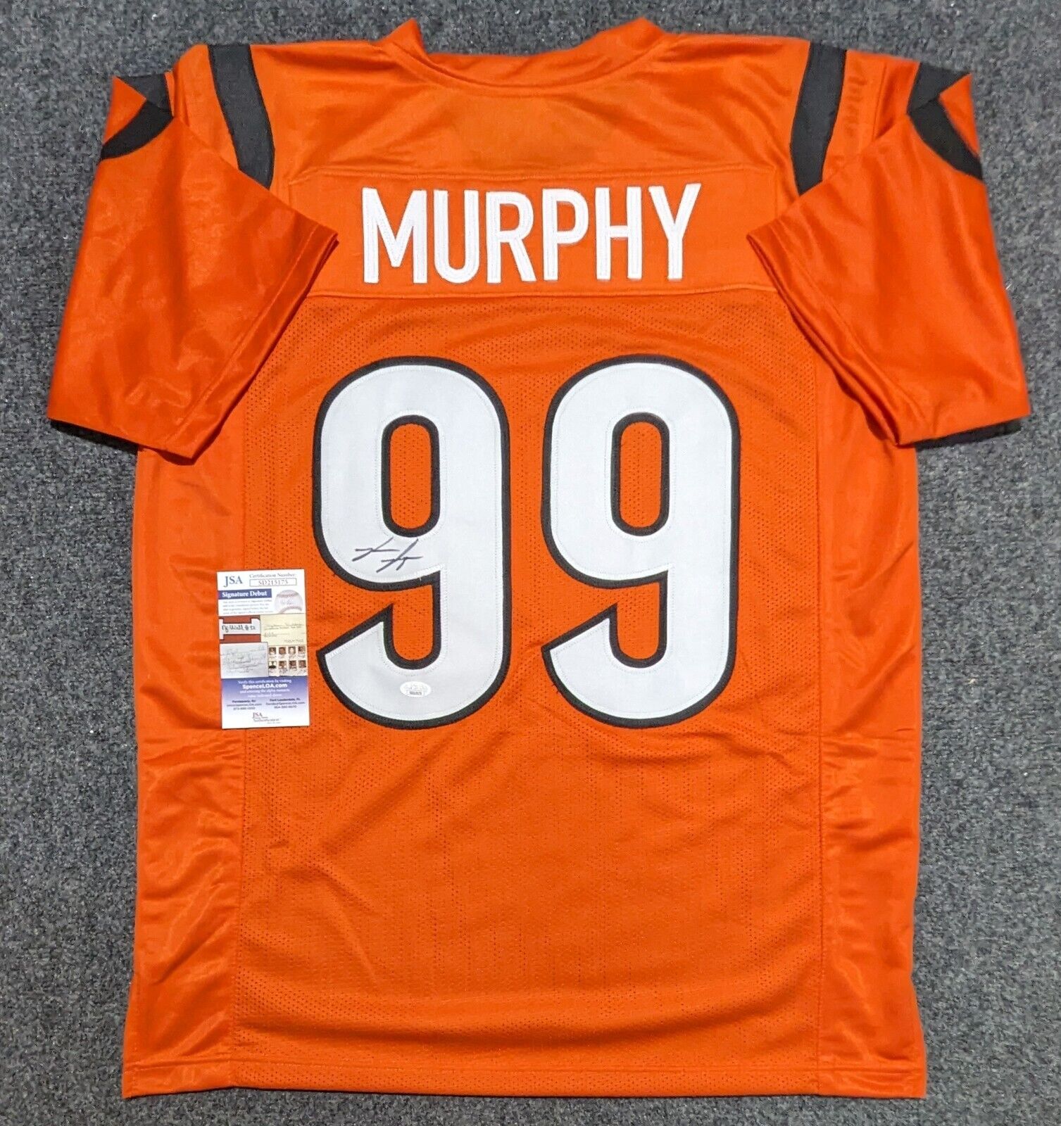 MVP Authentics Cincinnati Bengals Myles Murphy Autographed Signed Jersey Jsa Coa 148.50 sports jersey framing , jersey framing
