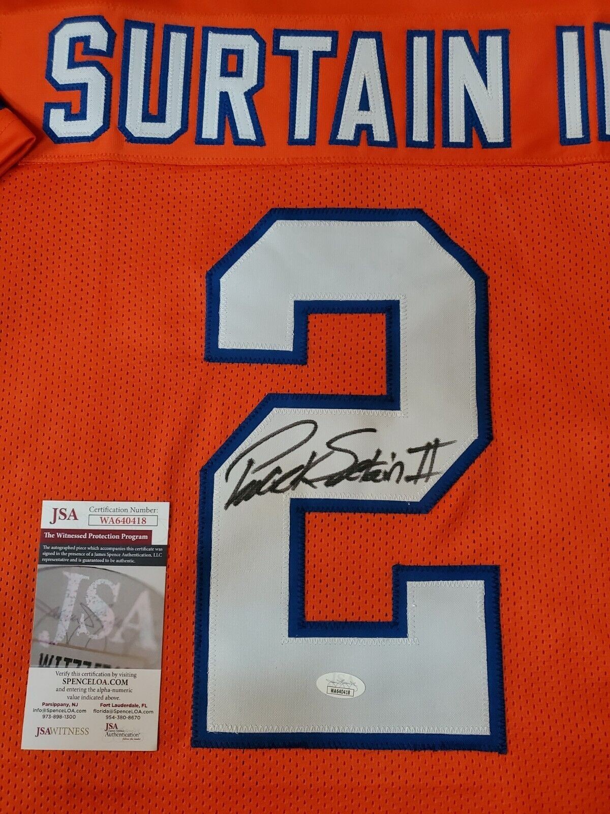 Denver Broncos Patrick Surtain Ii Autographed Signed T/B Jersey Jsa Coa