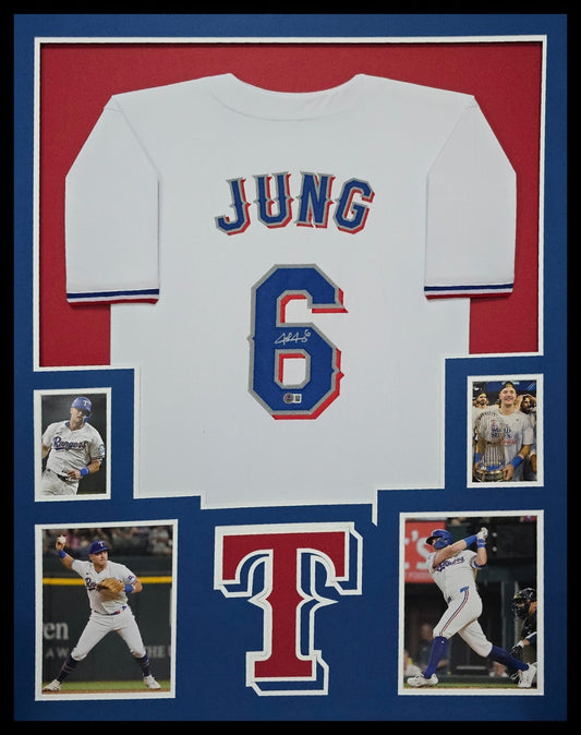 Framed Texas Rangers Josh Jung Autographed Signed Jersey Beckett Hologram