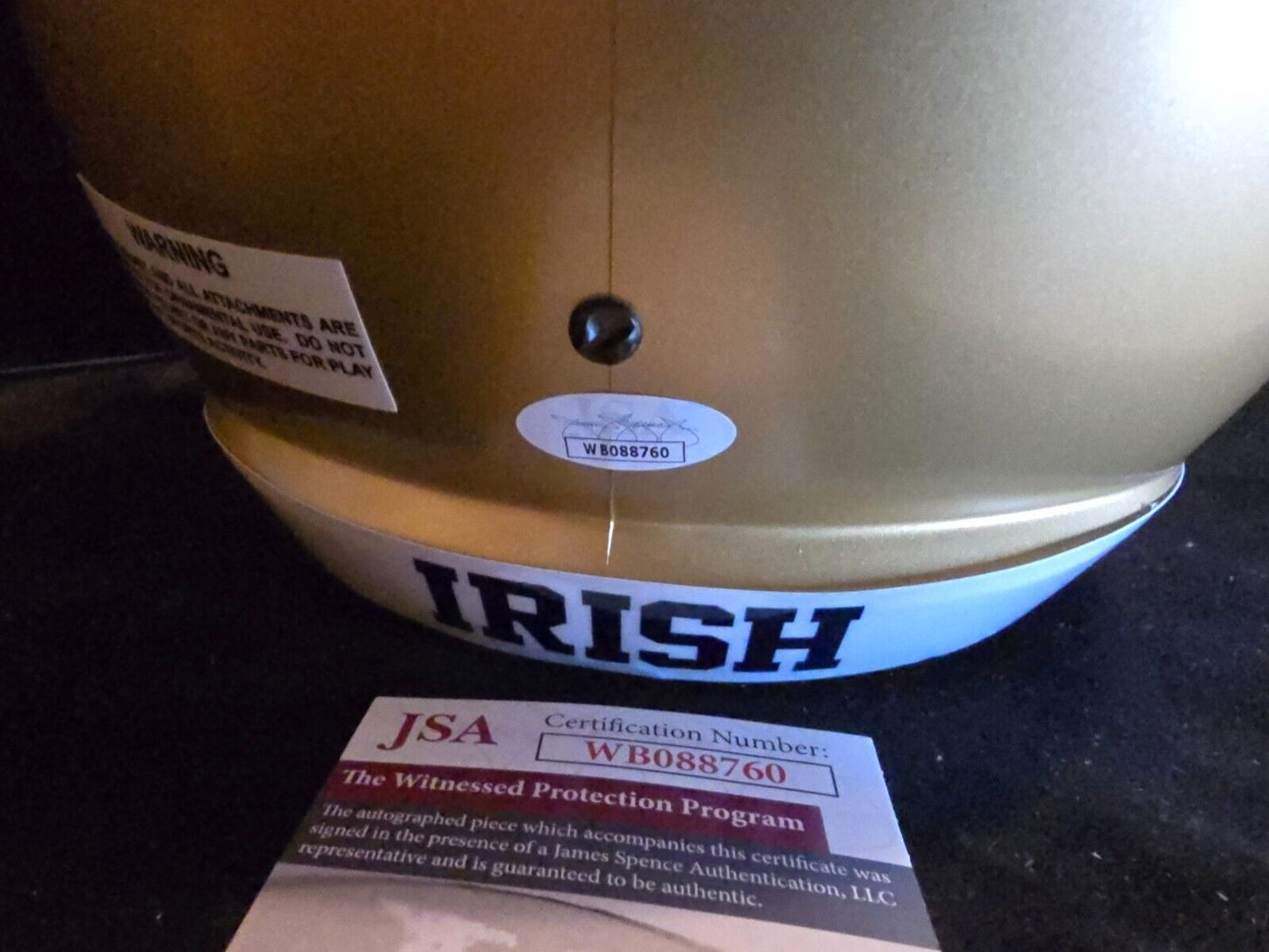 Notre Dame Fighting Irish Rudy Ruettiger Speech Full Size Replica Helmet Jsa