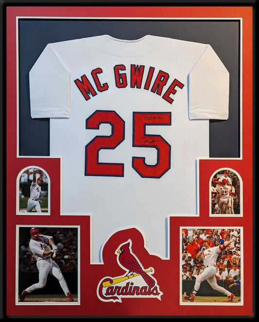 MVP Authentics Framed St Louis Cardinals Mark Mcgwire Facsimile Signed Jersey 315 sports jersey framing , jersey framing