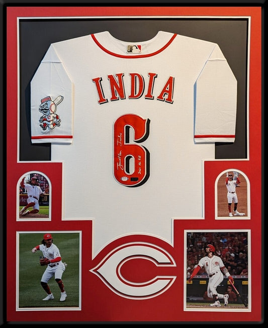 Framed Cincinnati Reds Jonathan India Autographed Signed Jersey Psa Coa