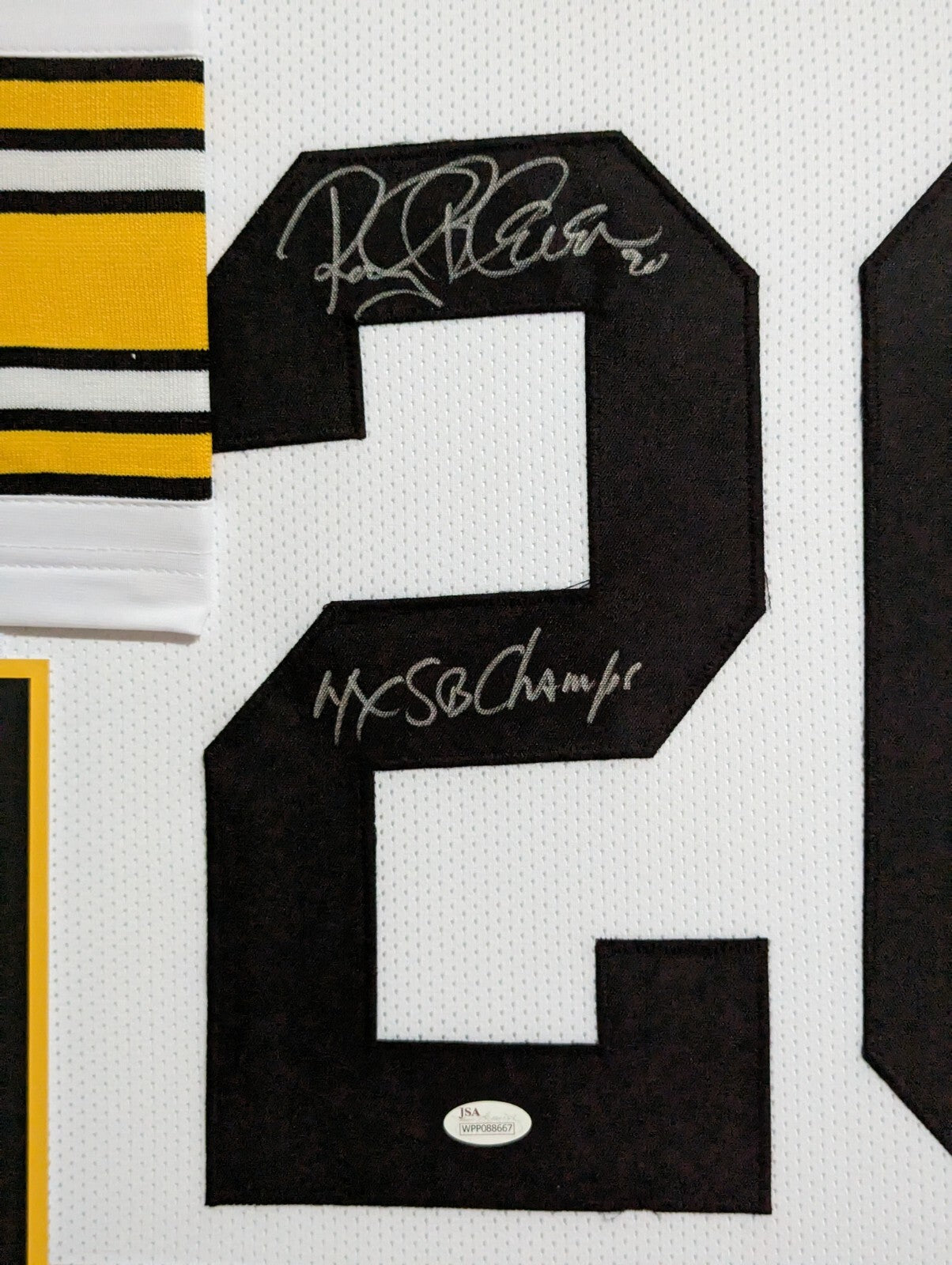 Framed Pittsburgh Steelers Rocky Bleier Autographed Inscribed Jersey Jsa Coa
