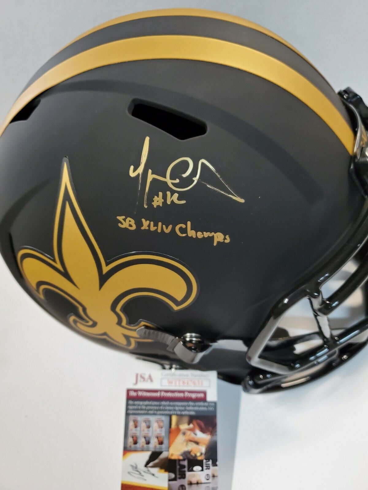 MVP Authentics New Orleans Saints Marques Colston Auto Inscribed F/S Eclipse Rep Helmet Jsa Coa 278.10 sports jersey framing , jersey framing