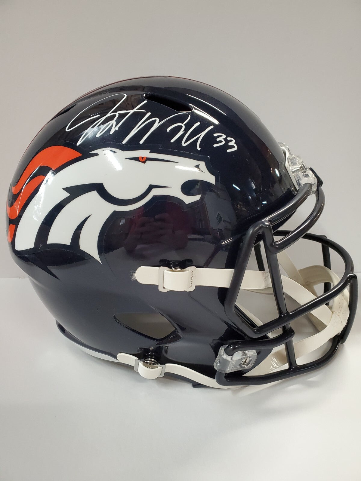 Denver Broncos Javonte Williams Signed Speed Replica Full Size Helmet Bas Holo