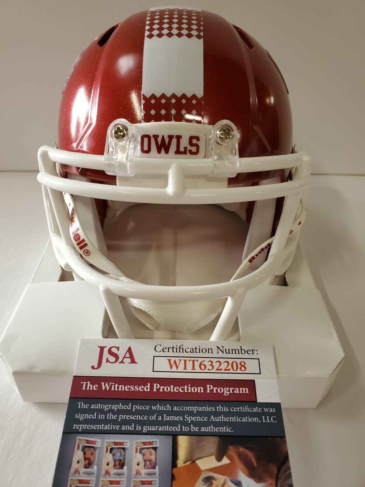 Temple Owls Isaiah Wright Autographed Signed Mini Helmet Jsa Coa